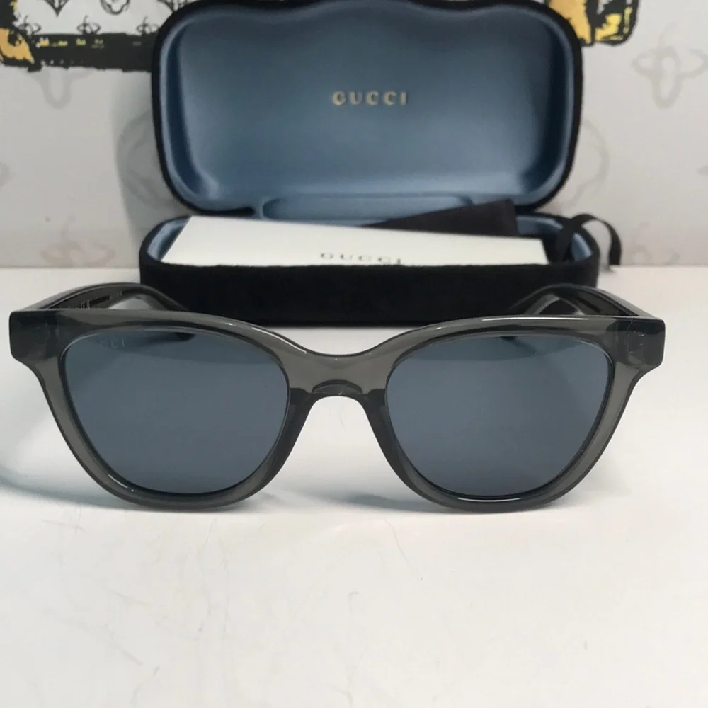 ✨ Brand New Gucci GG1116S 003 Sunglasses – Grey Frame with Blue Lenses ✨